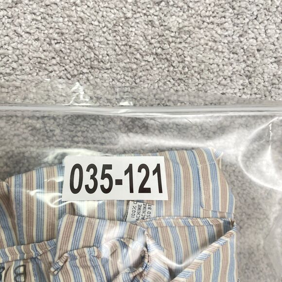 Oleg Cassini For Boonshaft Vintage Dress Shirt Mens 16 33 Brown Blue Striped USA - Picture 14 of 14